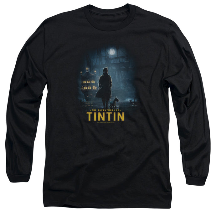 The Adventures Of Tintin Title Poster Mens Long Sleeve Shirt Black