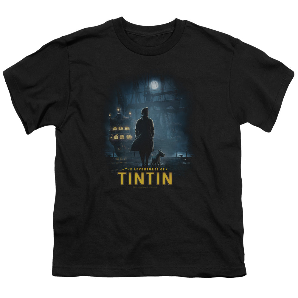 The Adventures Of Tintin Title Poster Kids Youth T Shirt Black