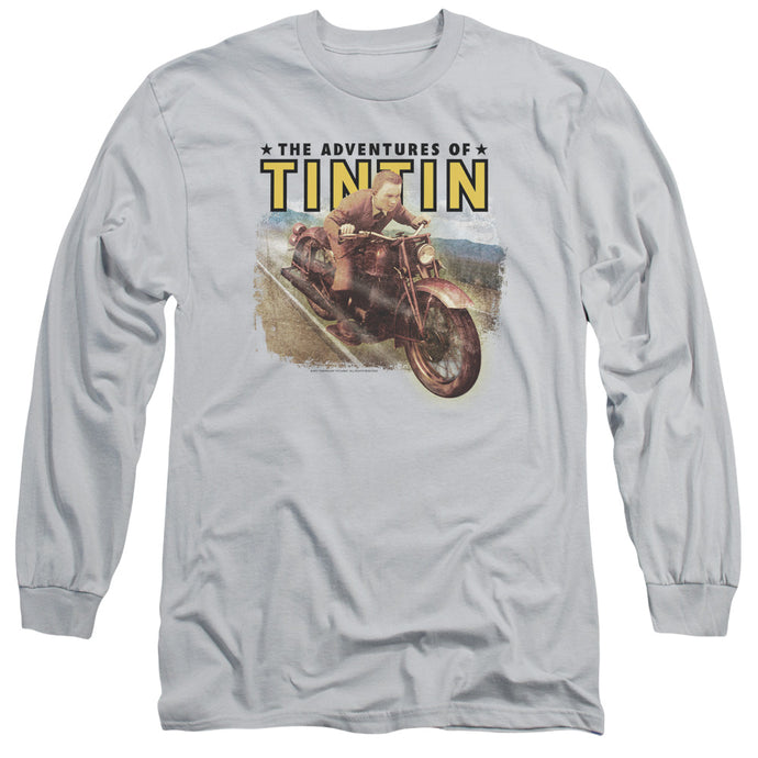 The Adventures Of Tintin Open Road Mens Long Sleeve Shirt Silver