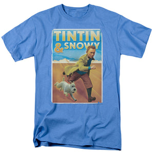 The Adventures Of Tintin Tintin & Snowy Mens T Shirt Carolina Blue