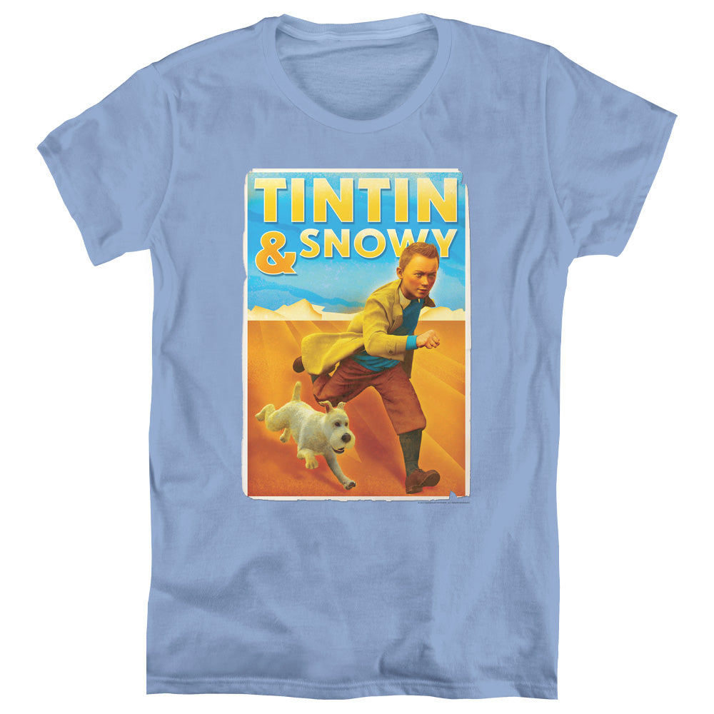 The Adventures Of Tintin The Adventures Of Tintin & Snowy Womens T Shirt Carolina Blue