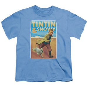 The Adventures Of Tintin The Adventures Of Tintin & Snowy Kids Youth T Shirt Carolina Blue