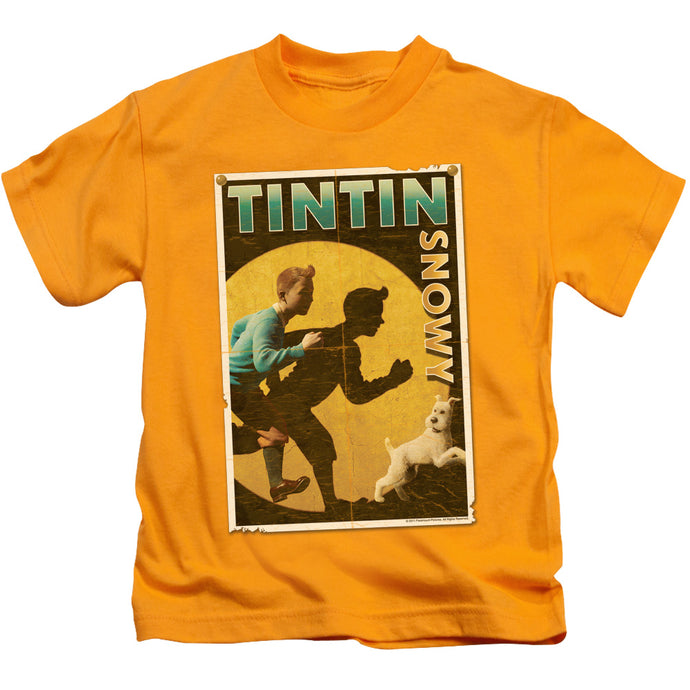 The Adventures Of Tintin The Adventures Of Tintin & Snowy Flyer Juvenile Kids Youth T Shirt Gold