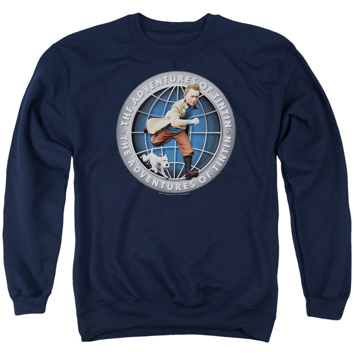 The Adventures Of Tintin Globe Mens Crewneck Sweatshirt Navy