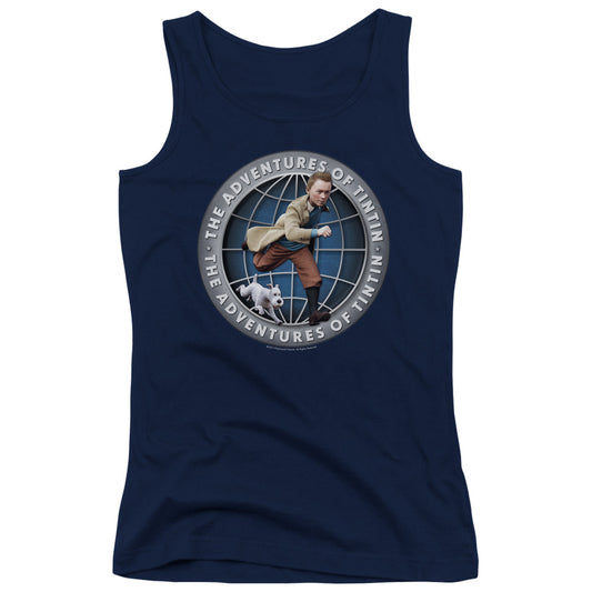 The Adventures Of Tintin Globe Womens Tank Top Shirt Navy