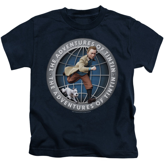 The Adventures Of Tintin Globe Juvenile Kids Youth T Shirt Navy