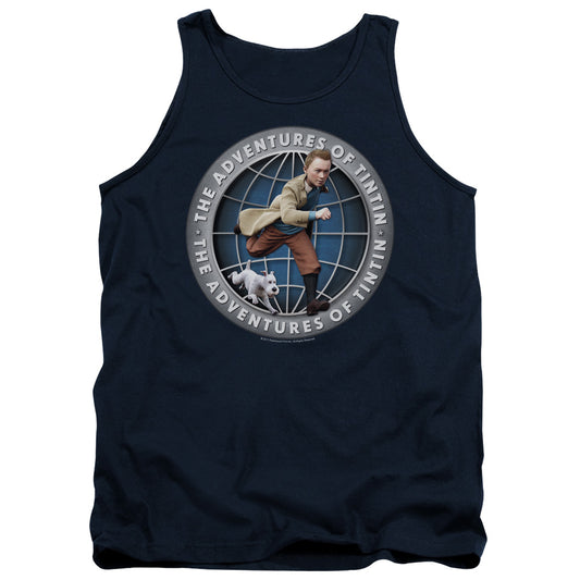 The Adventures Of Tintin Globe Mens Tank Top Shirt Navy