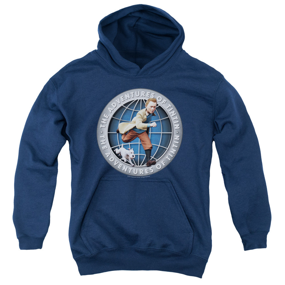 The Adventures Of Tintin Globe Kids Youth Hoodie Navy