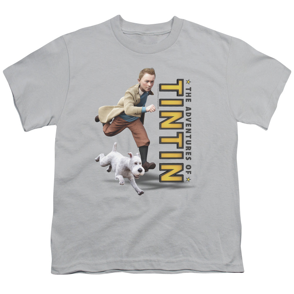 The Adventures Of Tintin Come On Snowy Kids Youth T Shirt Silver