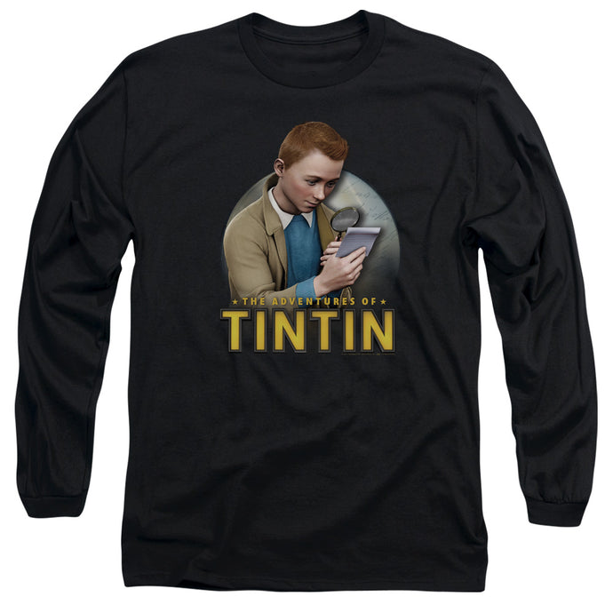 The Adventures Of Tintin Looking For Answers Mens Long Sleeve Shirt Black