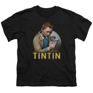 The Adventures Of Tintin Looking For Answers Kids Youth T Shirt Black