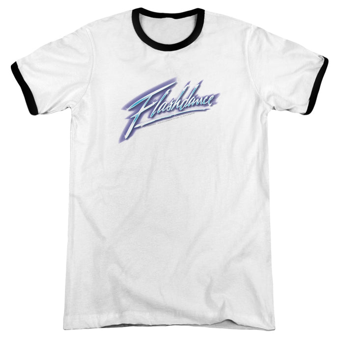 Flashdance Logo Heather Ringer Mens T Shirt White