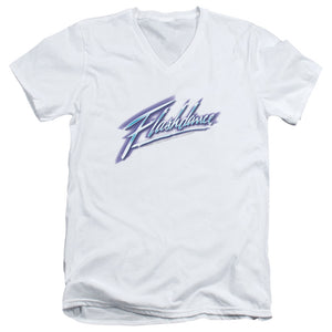 Flashdance Logo Mens Slim Fit V-Neck T Shirt White