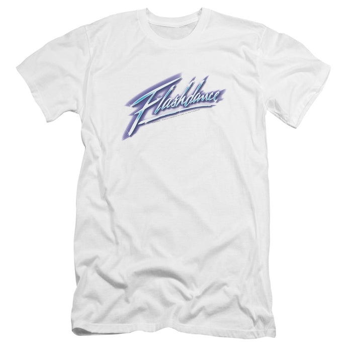Flashdance Logo Premium Bella Canvas Slim Fit Mens T Shirt White