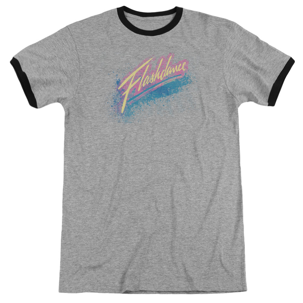 Flashdance Spray Logo Heather Ringer Mens T Shirt Heather