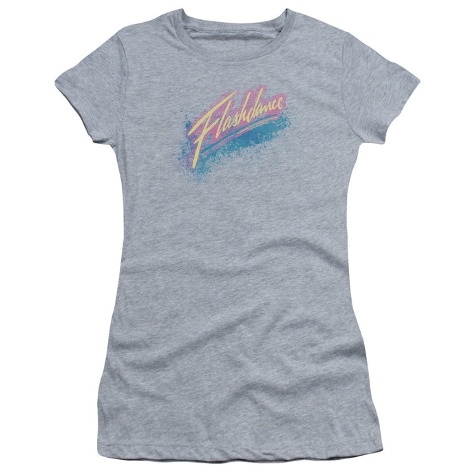 Flashdance Spray Logo Junior Sheer Cap Sleeve Womens T Shirt Athletic Heather