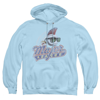Major League Distressed Logo Mens Hoodie Light Blue Officially Licensed