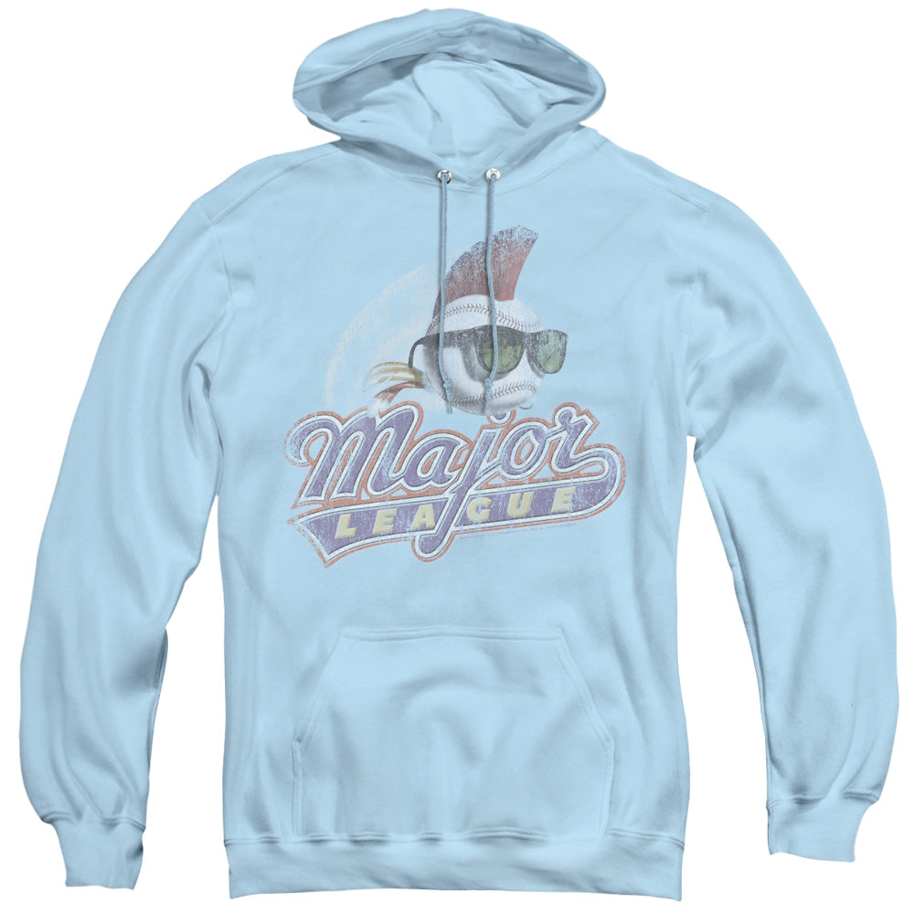 Major League Distressed Logo Mens Hoodie Light Blue