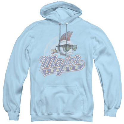 Major League Distressed Logo Mens Hoodie Light Blue