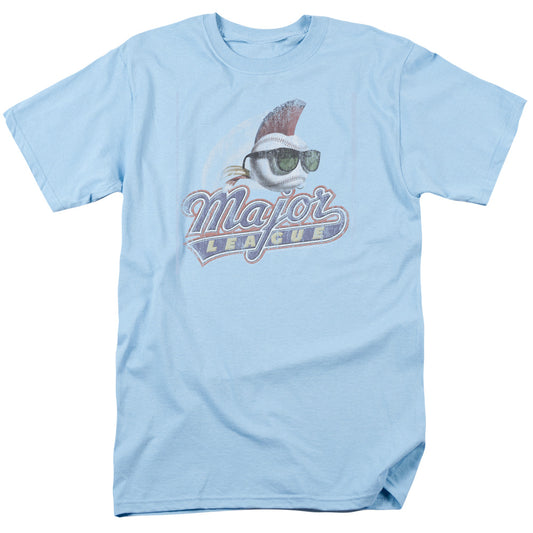 Major League Distressed Logo Mens T Shirt Light Blue