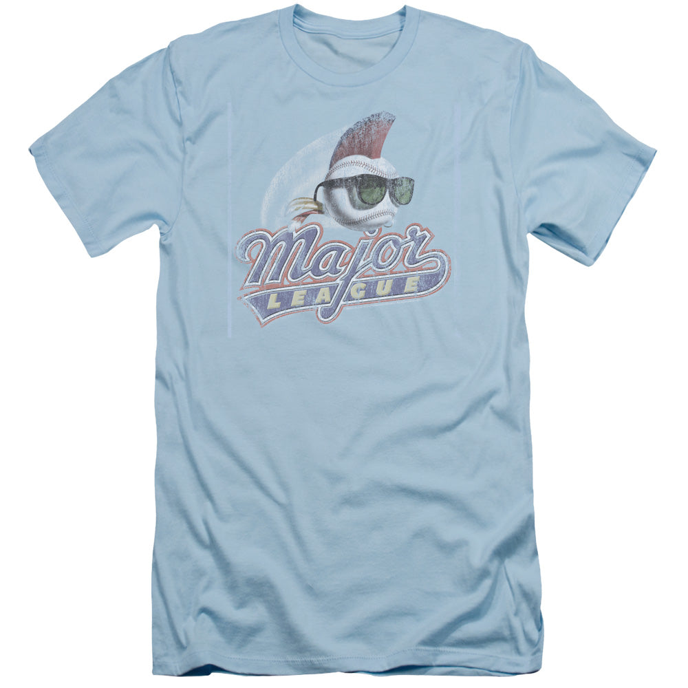 Major League Distressed Logo Slim Fit Mens T Shirt Light Blue