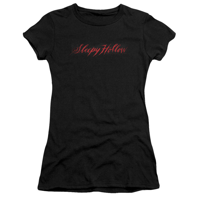 Sleepy Hollow Logo Junior Sheer Cap Sleeve Womens T Shirt Black
