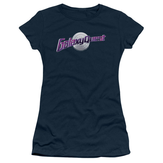 Galaxy Quest Logo Junior Sheer Cap Sleeve Womens T Shirt Navy Blue