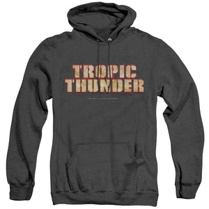 Tropic Thunder Title Heather Mens Hoodie Black