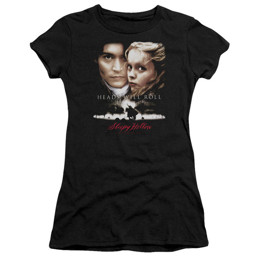 Sleepy Hollow Heads Will Roll Junior Sheer Cap Sleeve Womens T Shirt Black