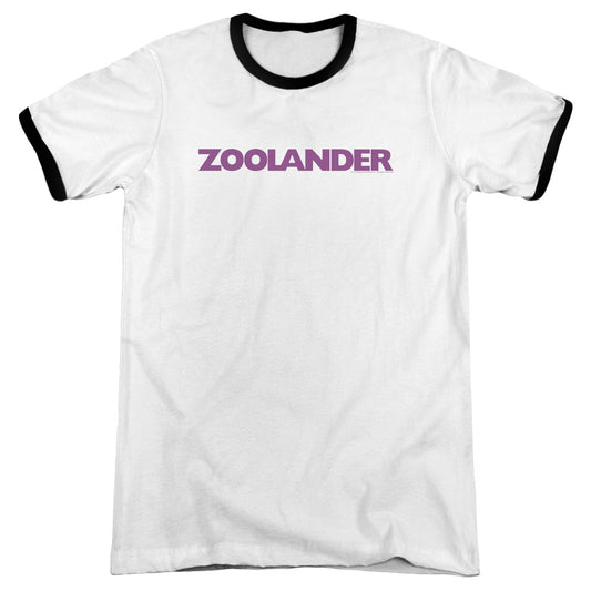 Zoolander Logo Heather Ringer Mens T Shirt White Black