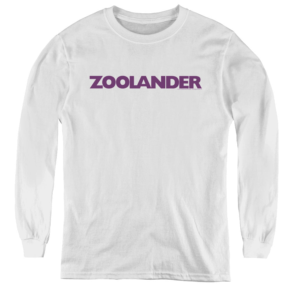 Zoolander Logo Long Sleeve Kids Youth T Shirt White