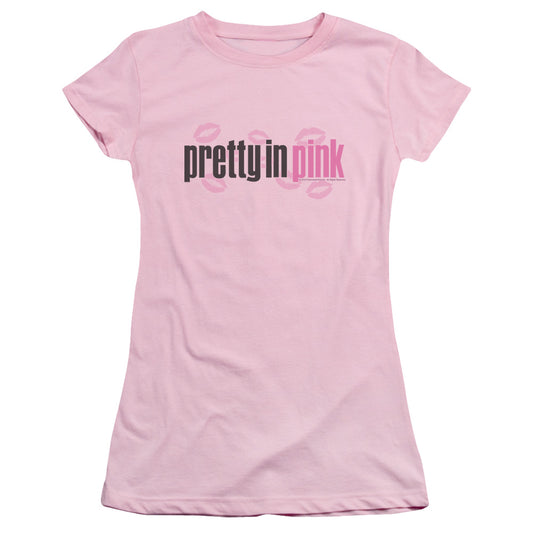 Pretty In Pink Logo Junior Sheer Cap Sleeve Womens T Shirt Pink