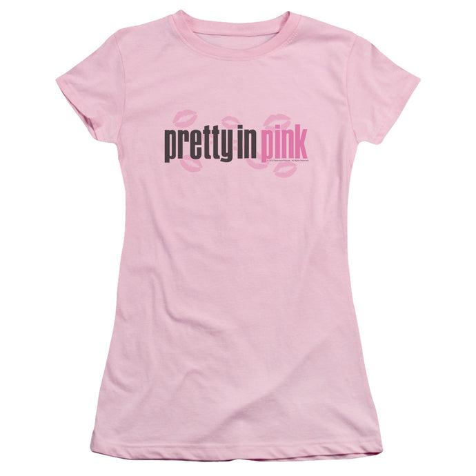 Pretty In Pink Logo Junior Sheer Cap Sleeve Womens T Shirt Pink