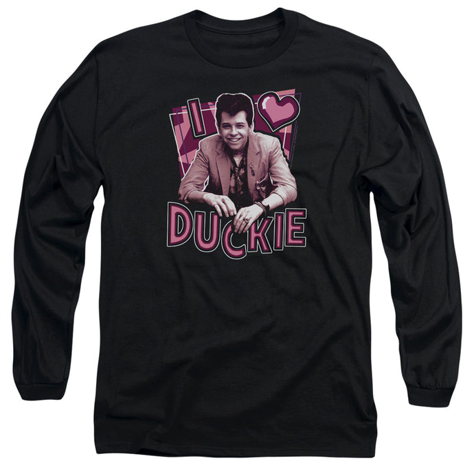 Pretty In Pink I Heart Duckie Mens Long Sleeve Shirt Black