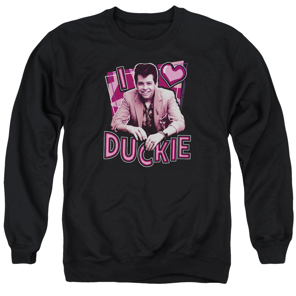 Pretty In Pink I Heart Duckie Mens Crewneck Sweatshirt Black
