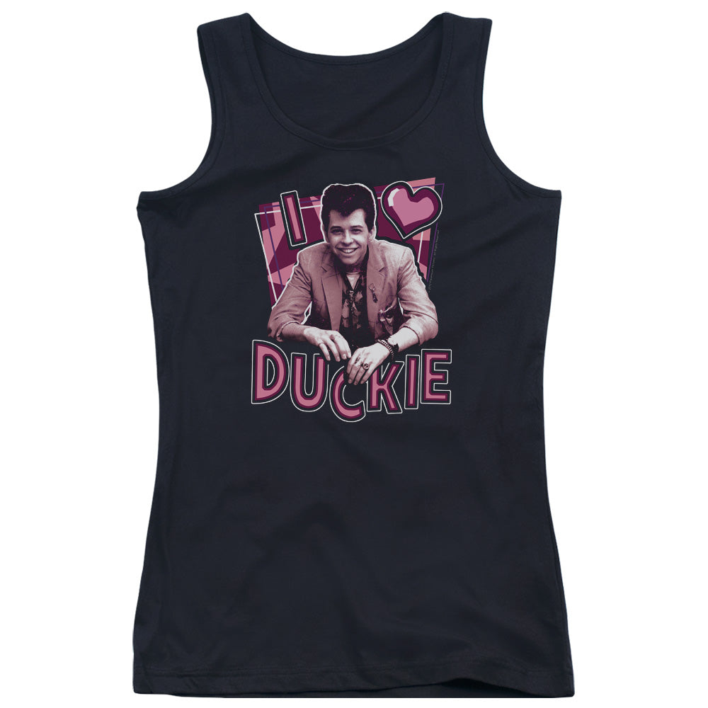 Pretty In Pink I Heart Duckie Womens Tank Top Shirt Black