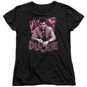 Pretty In Pink I Heart Duckie Womens T Shirt Black