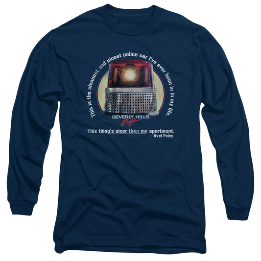 Beverly Hills Cop Incest Police Car Mens Long Sleeve Shirt Navy Blue
