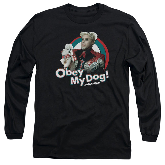 Zoolander Obey My Dog Mens Long Sleeve Shirt Black