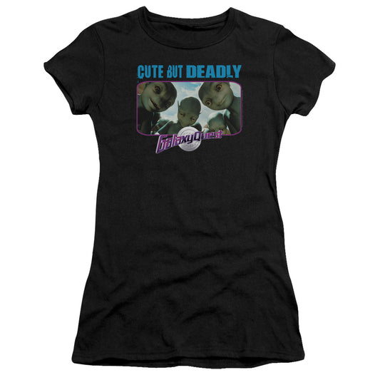 Galaxy Quest Cute But Deadly Junior Sheer Cap Sleeve Womens T Shirt Black