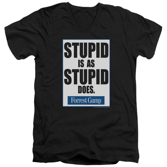 Forrest Gump Stupid Is Mens Slim Fit V-Neck T Shirt Black