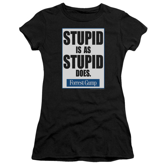 Forrest Gump Stupid Is Junior Sheer Cap Sleeve Womens T Shirt Black