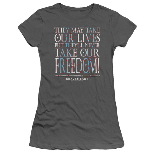 Braveheart Freedom Junior Sheer Cap Sleeve Womens T Shirt Charcoal