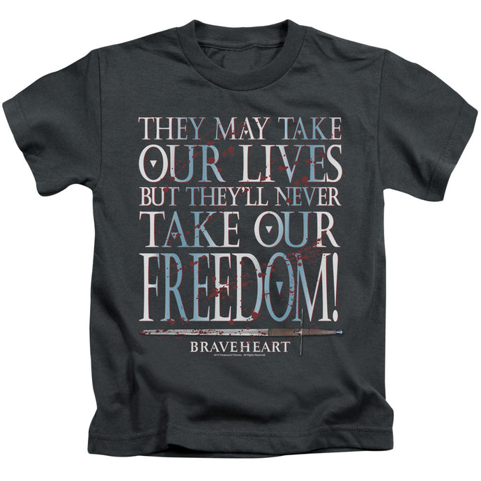 Braveheart Freedom Juvenile Kids Youth T Shirt Charcoal