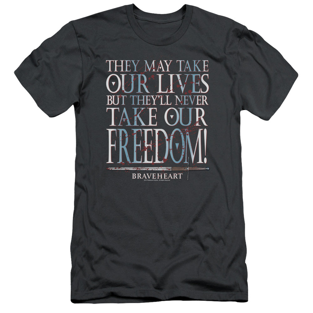 Braveheart Freedom Slim Fit Mens T Shirt Charcoal