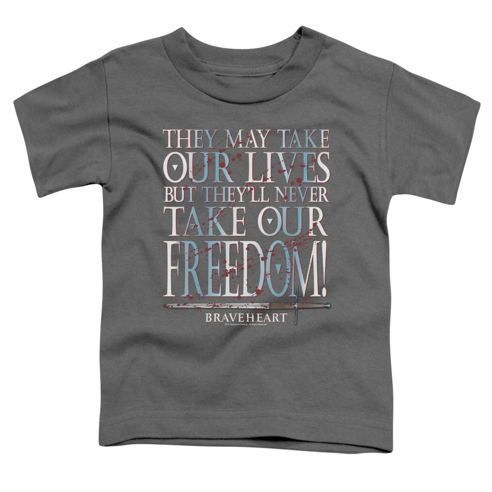 Braveheart Freedom Toddler Kids Youth T Shirt Charcoal