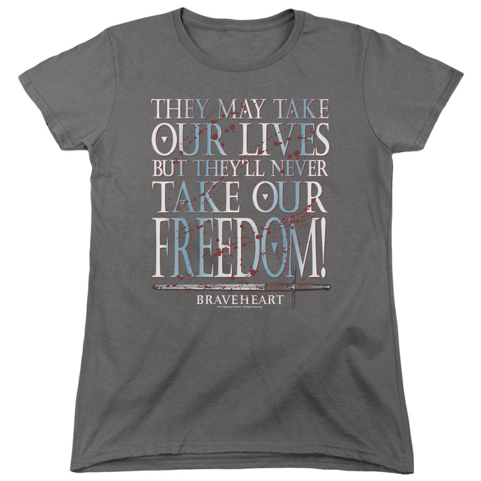 Braveheart Freedom Womens T Shirt Charcoal
