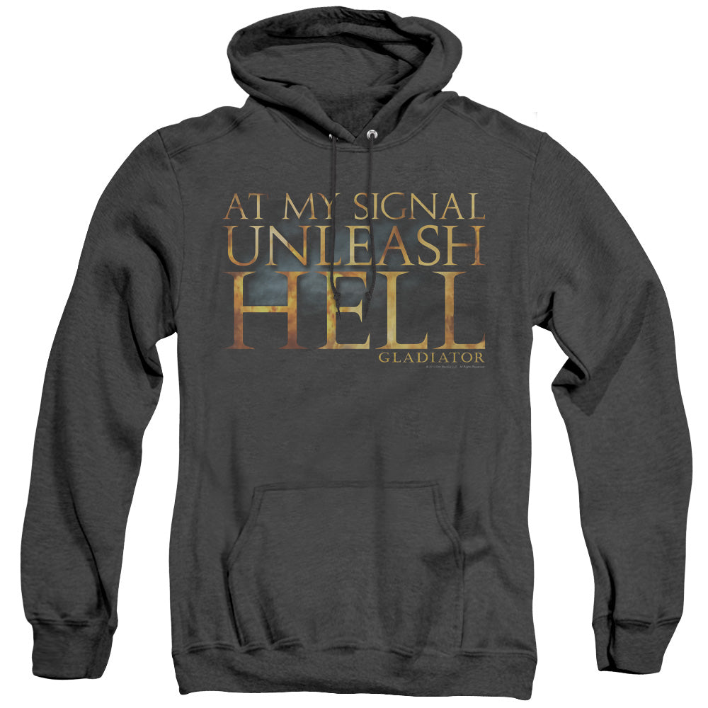 Gladiator Unleash Hell Mens Heather Hoodie Black Officially Licensed