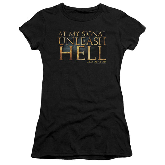 Gladiator Unleash Hell Junior Sheer Cap Sleeve Womens T Shirt Black