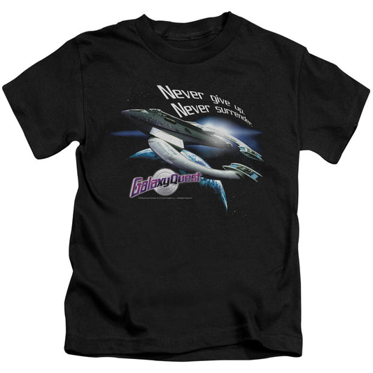 Galaxy Quest Never Surrender Juvenile Kids Youth T Shirt Black